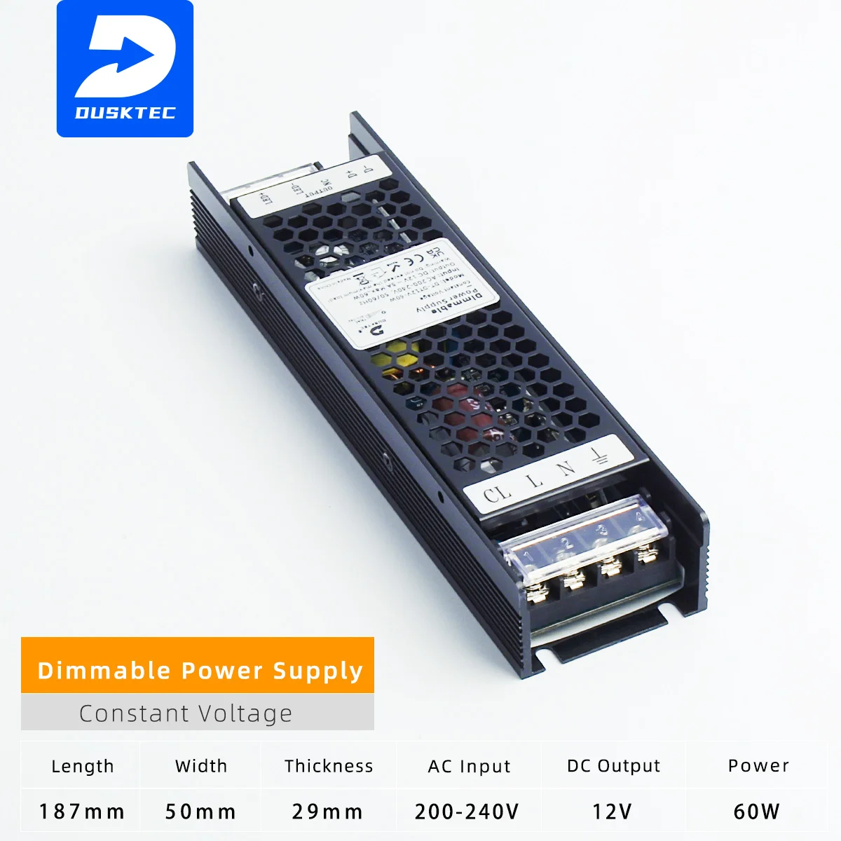 DUSKTEC Linear 60-300 Watt AC Input 220 230 240 Volt to Output 12V 24VDC Variable Dimming Dimmable Switching Power Supply
