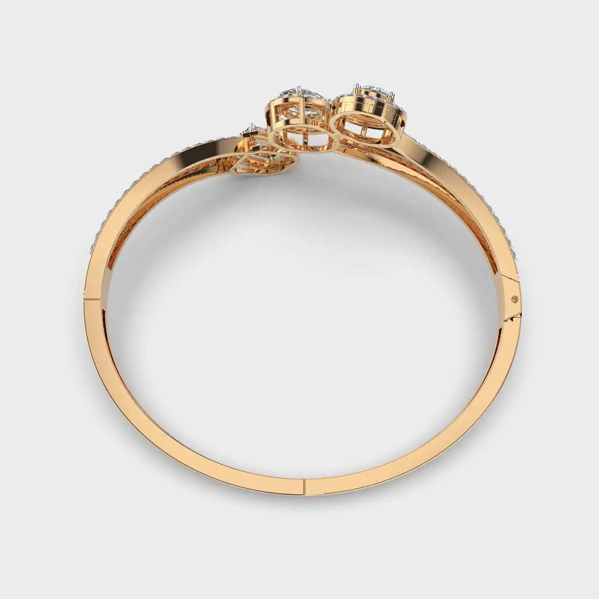 Elegant Trinity 4.994ctw Round Emerald And Oval Cut Love Diamond Bracelet Adjustable Yellow Gold Bangles Jewelry Gift For Women