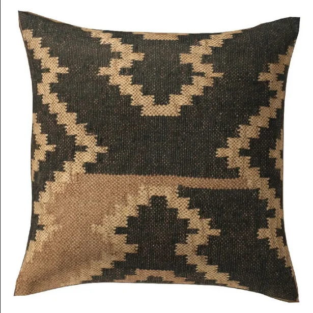 Bohemian Indian Texture Handmade 100% Wool Jute Square Pillow Cover Living Room Home Decor Knitted  Embroidered Cushion Case