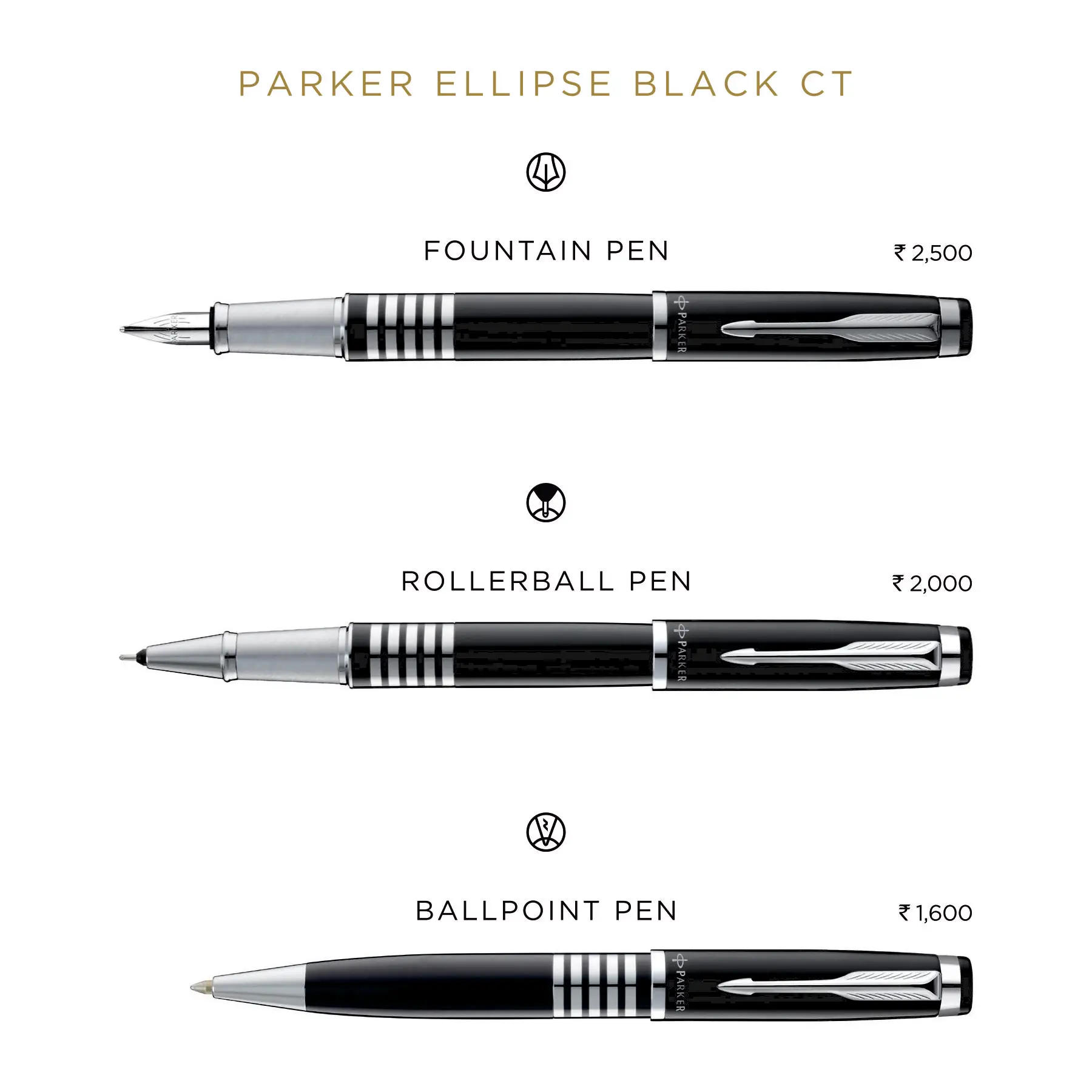 Sophisticated Elegance Parker Ambient Black GT Collection Metal Rollerball Ballpoint Pens Promotional Logo Pens Corporate Gifts