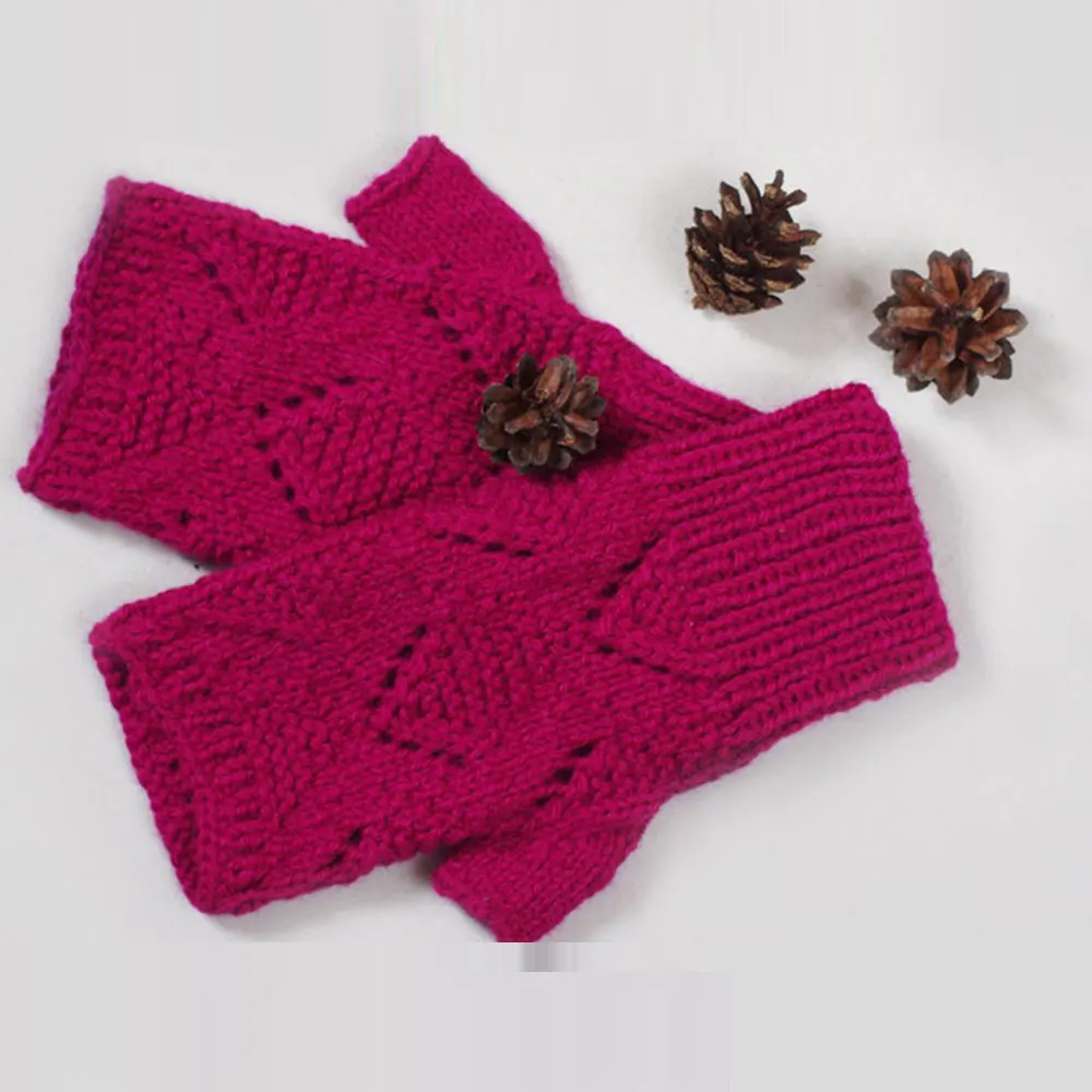 Autumn Winter Women Knit long Gloves Arm Wrist Sleeve Hand Warmer Winter Mittens Fingerless Gloves