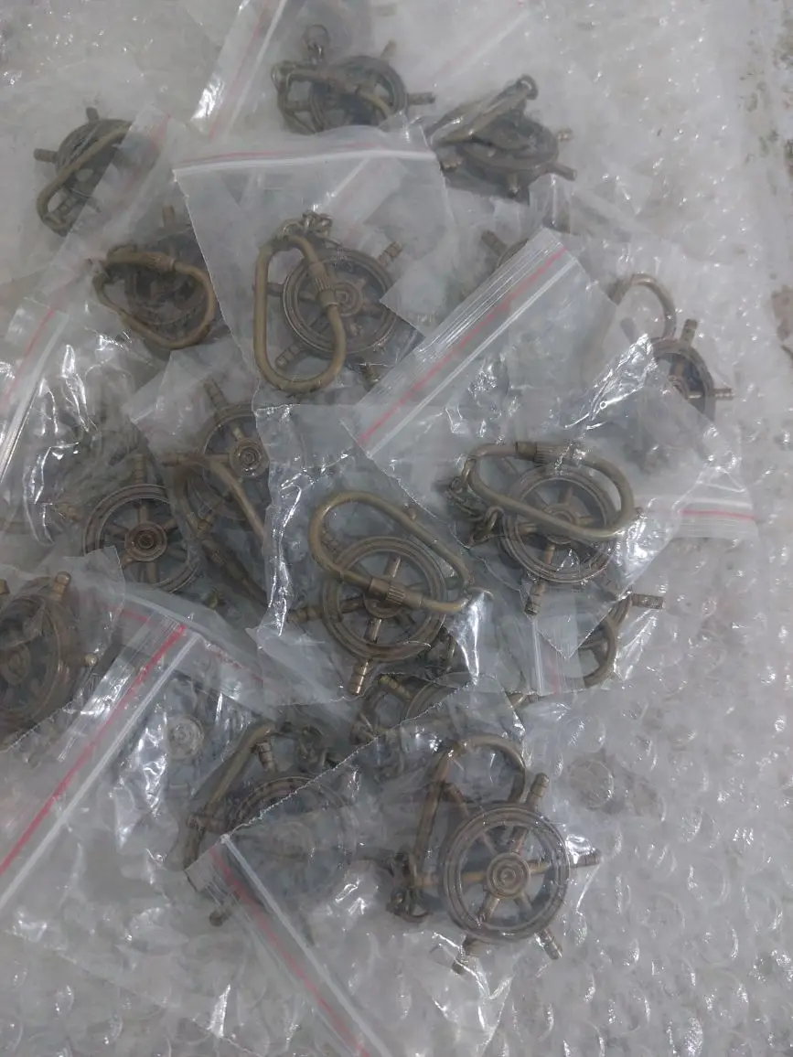 Brass Maritime Ship Navigation Wheel Keychain Keyring Brass Metal Ship Steering Wheel Key Chain