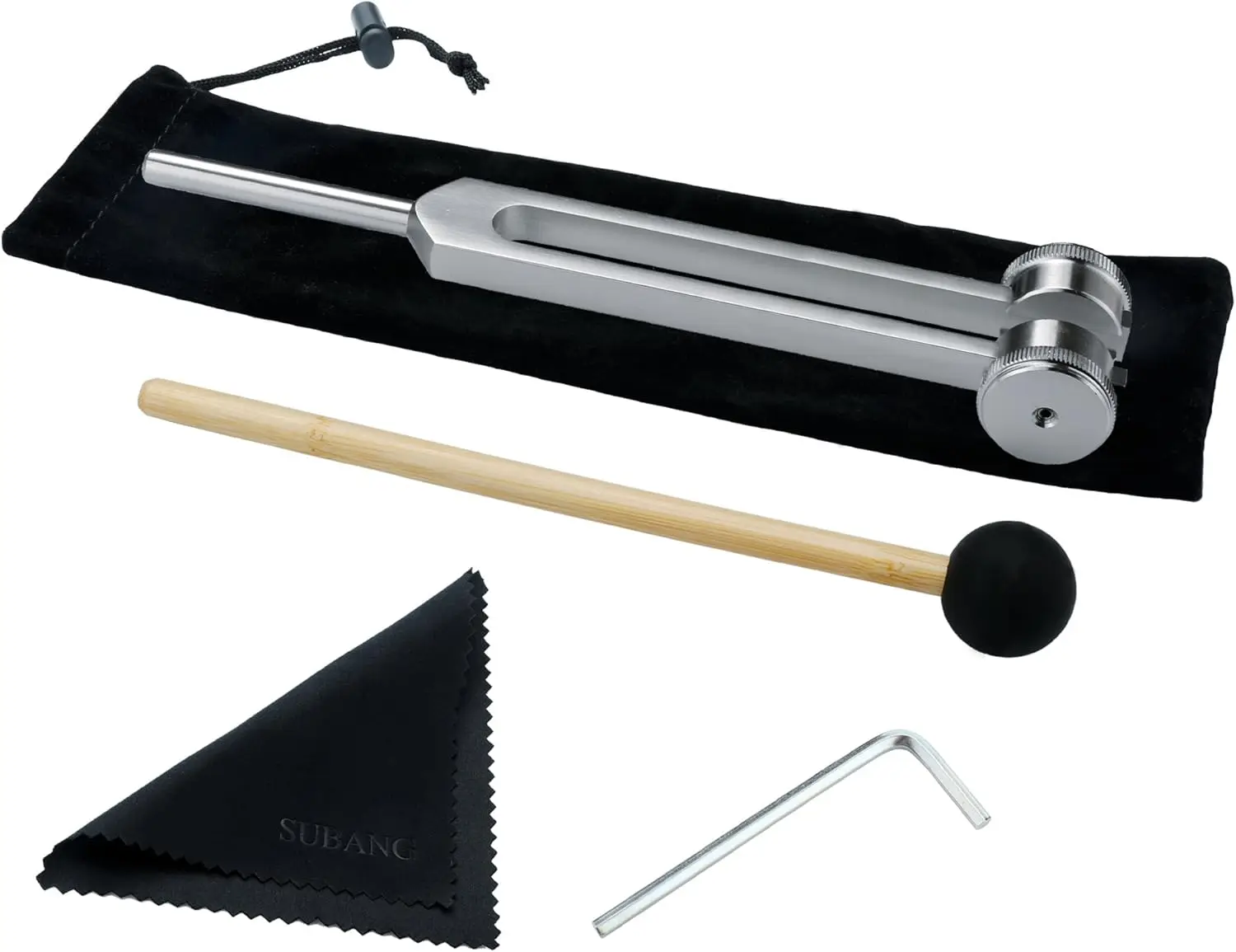 128 Hz Tuning Fork Clinical Grade Aluminum Weighted with Silicone Hammer, Cleaning Cloth, Repair Tool, Bag for Nerve Sensory