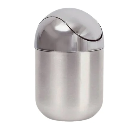 Metal Stainless Steel Dustbin Cylindrical Shape Modern Design Bin Handmade Dustbin For Home Indoor And Outdoor Use