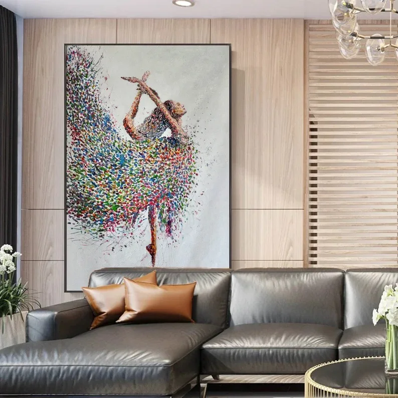 Large Ballerina Painting Dancing Girl Oil Painting Abstract Modern Art Handmade Wall Art