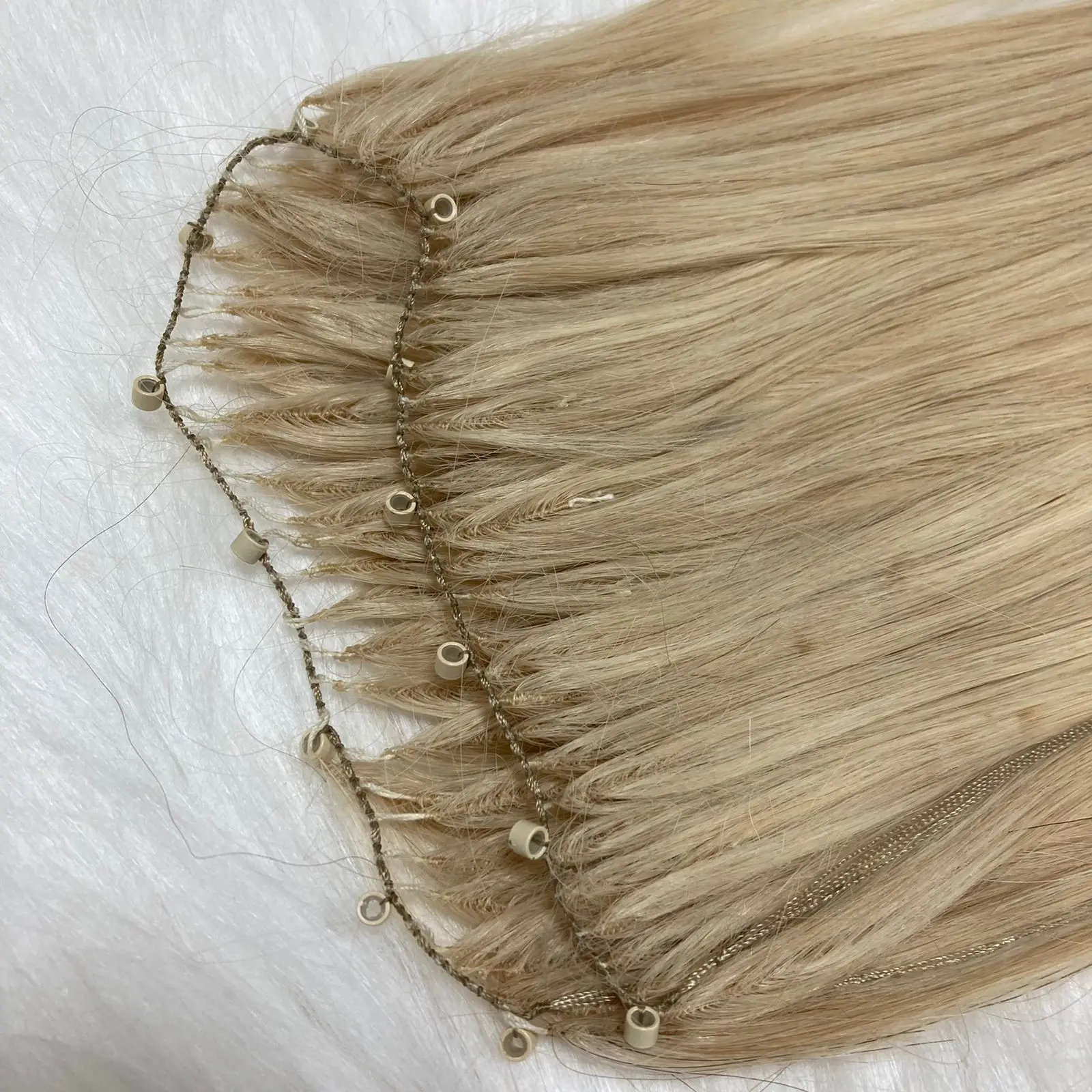 Supply Feather Weft hair extension straight blonde color 100% virgin human hair in Apohair Viet Nam