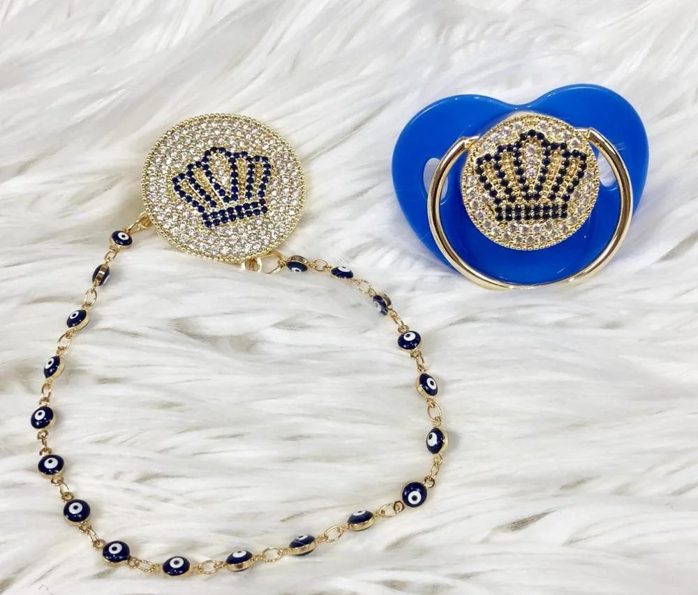 Wholesale Custom Newborn New Design High Quality Modern Luxury Portable Blue Baby Pacifier With Pacifier Clip Babies Gift