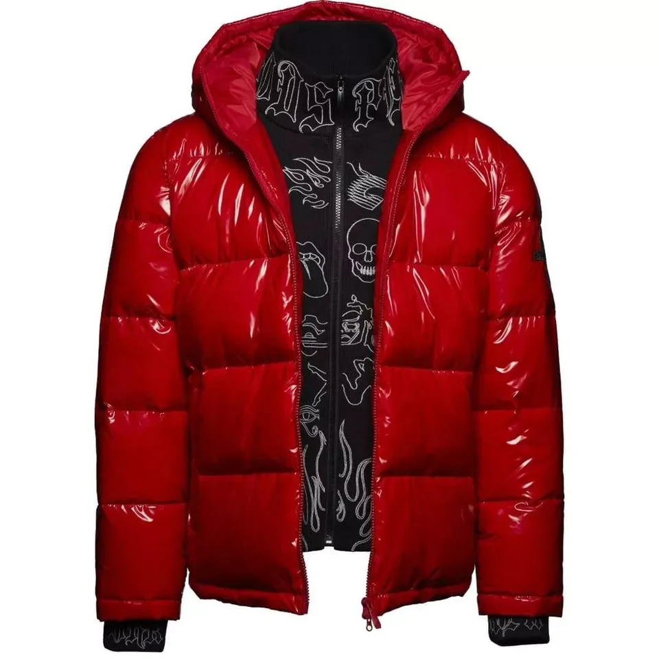 Wholesale clothing shiny padded bubble jacket street wear apparel winter coats red shiny bubble outdoor wear jackets