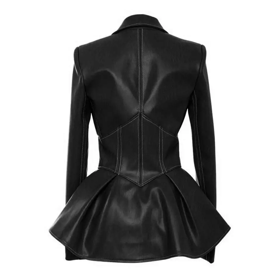 2023 New Design Women Outerwear Autumn Ladies Pu Faux Leather Jacket Long Sleeve Short Women