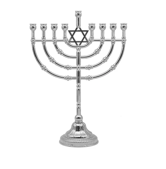 Judaica Candelabrum Branches Menorah Aluminum Metal Candle Holder Modern 7 Seven Branches Menorah Jewish Candlestick