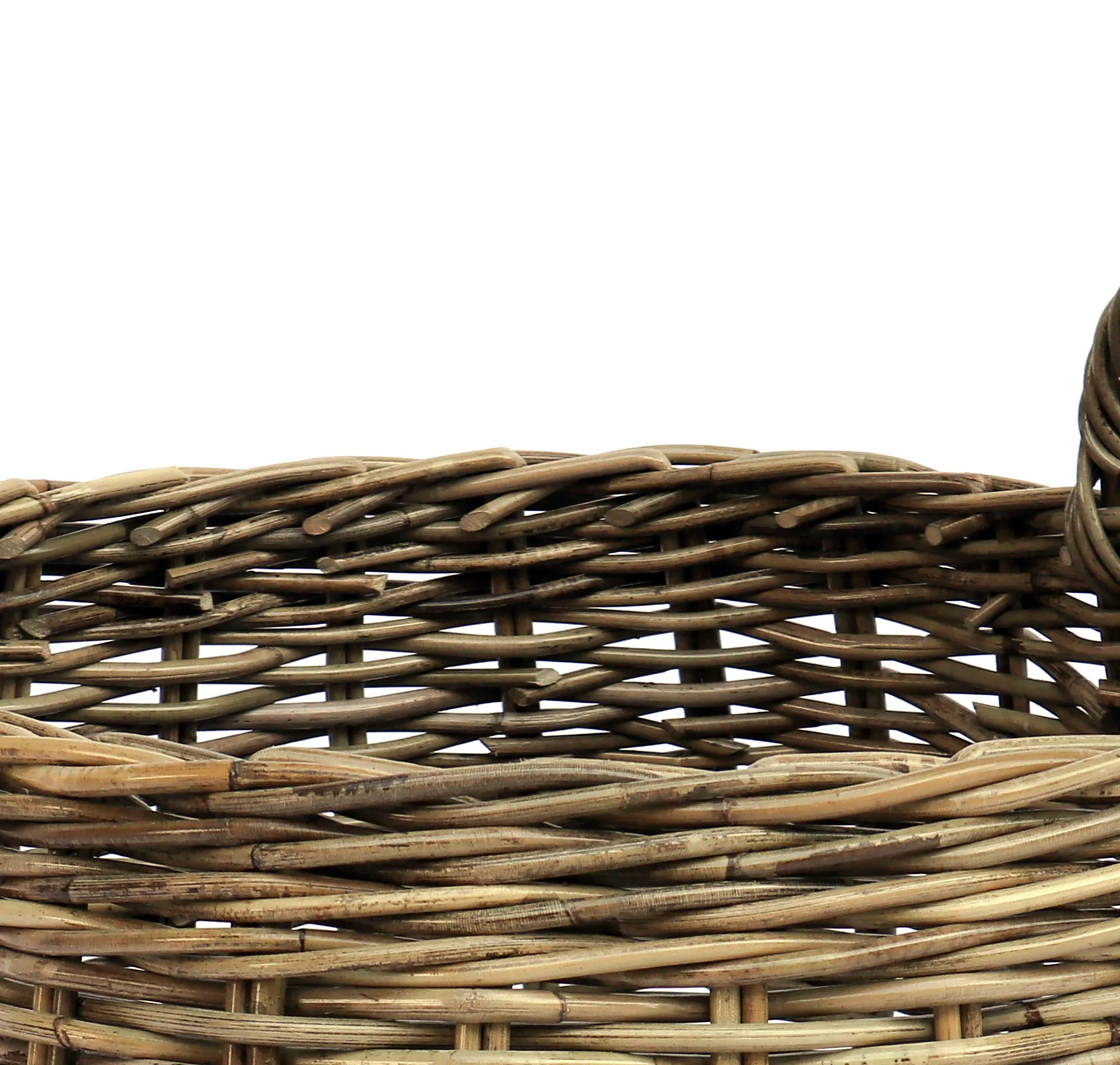 High Quality Firewood Basket Storage with Handles, Hand Woven Rattan Basket