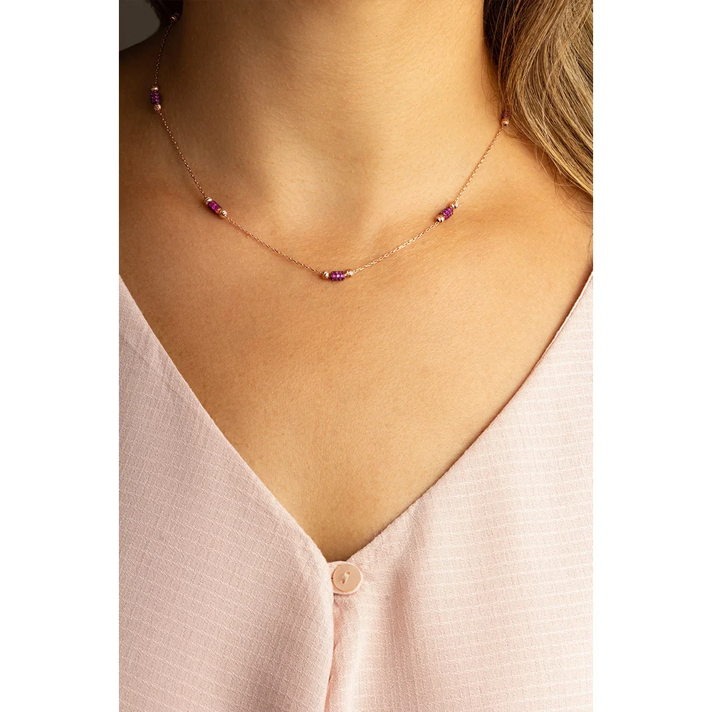 Dainty Chain Cylinder Zircon Stone Link Necklace 925 Sterling Silver Tube Chain Choker Lovely Cylinder Necklaces For Women