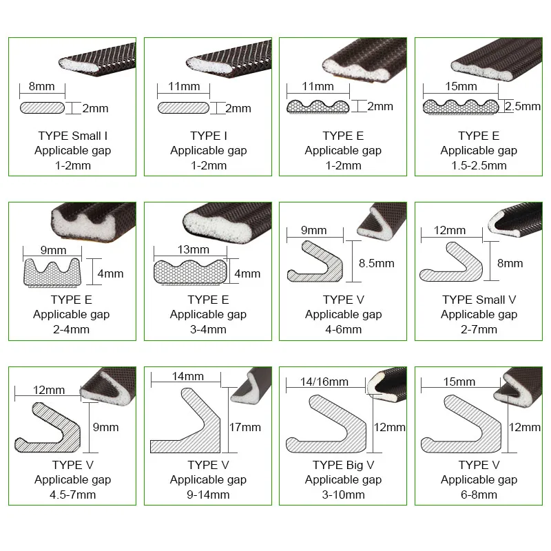 Good quality sealing strip custom size PU foam sealing strip self-adhesive wood door cabinet door seals