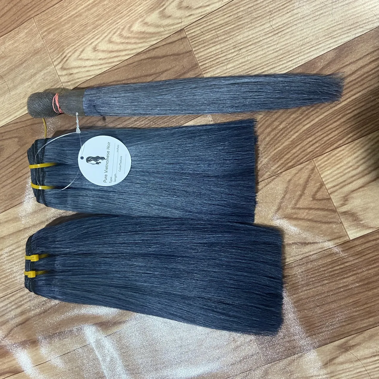 charcoal blue Omberr style light Bone straight weft 100% Vietnamese human hair can be dyed all colors length 6inch - 36inch