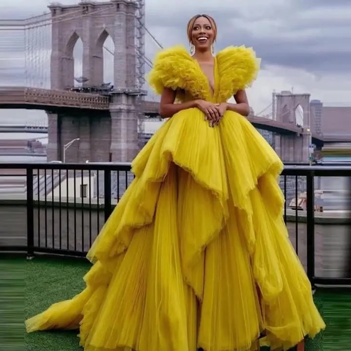 Bestseller ODM OEM for Wedding Evening Dress Elegant Yellow Evening Dress 2024