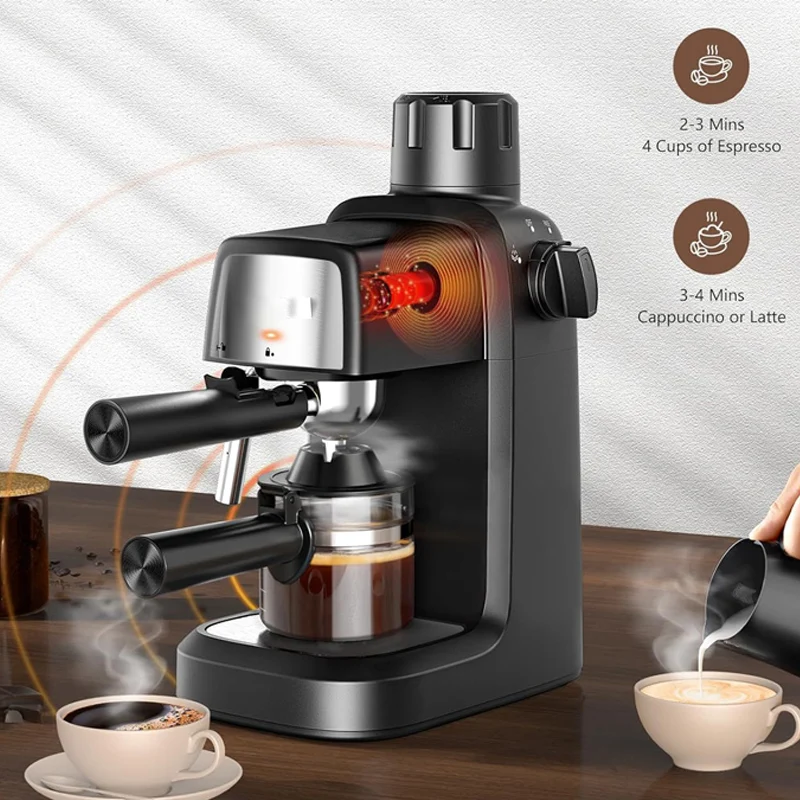 Smart Kitchen Appliances Mini Espresso Machine 3. 5 Bar Espresso Machine Single serve Coffee Maker with Milk Frothing Steam Wand