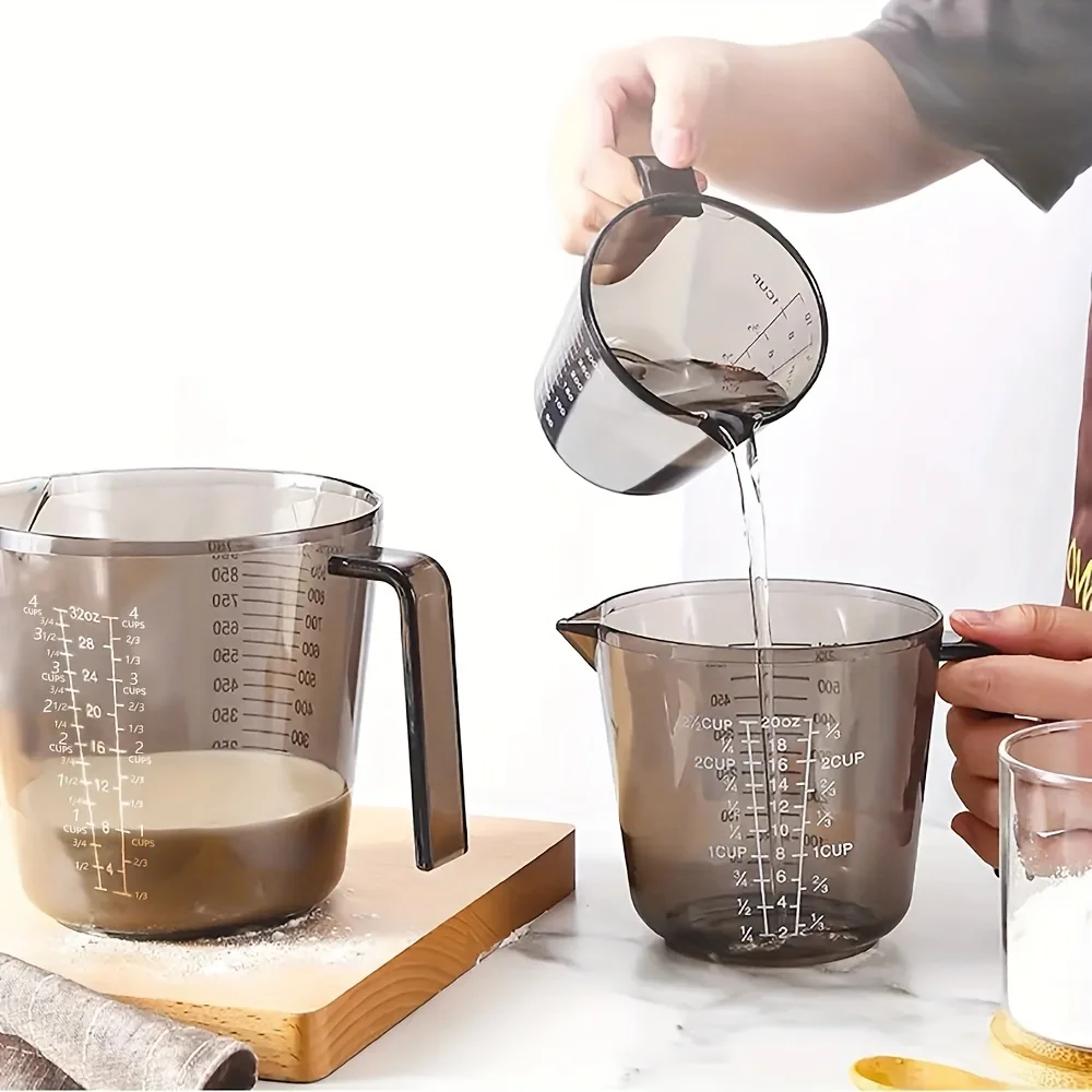 150-1000ml 17*13cm Transparent Brown Kitchen Liquid Double sided Measuring Cup BPA Free Plastic Measuring Cups Set Baking Tools