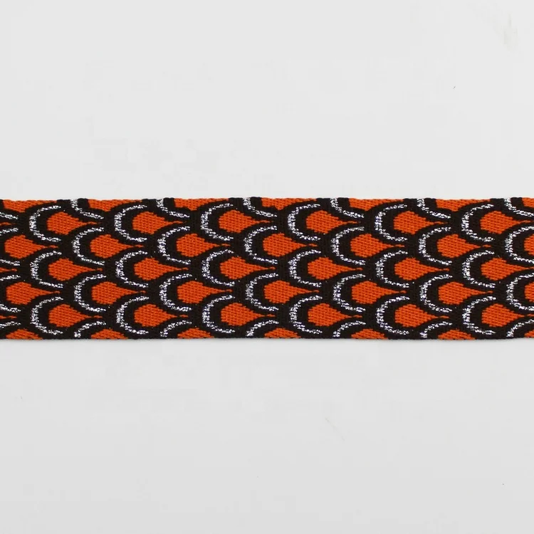 Custom 2 inch polyester fabric trim belts 50mm peacock design jacquard webbing strap for bag