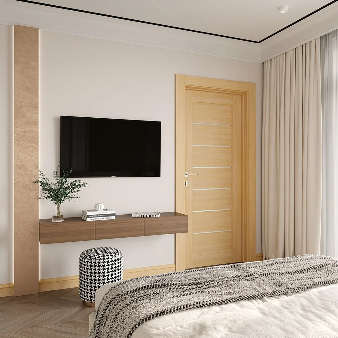 Modern Design High Quality Frames and Hardware Wood Exterior Doors PVC Bathroom Door with Glass MDF Door