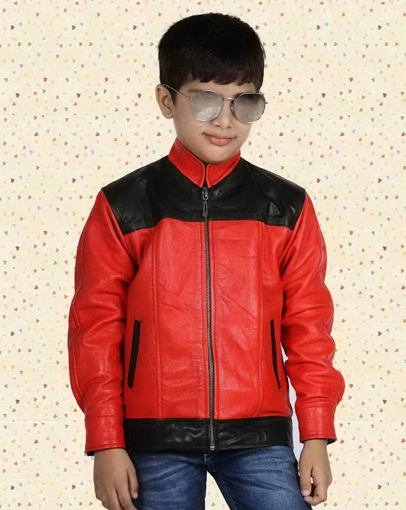 Kids Baby Princess Solid Full Sleeve Zipper Leather Top Jacket Children Fashion Boy Outwear Jackets