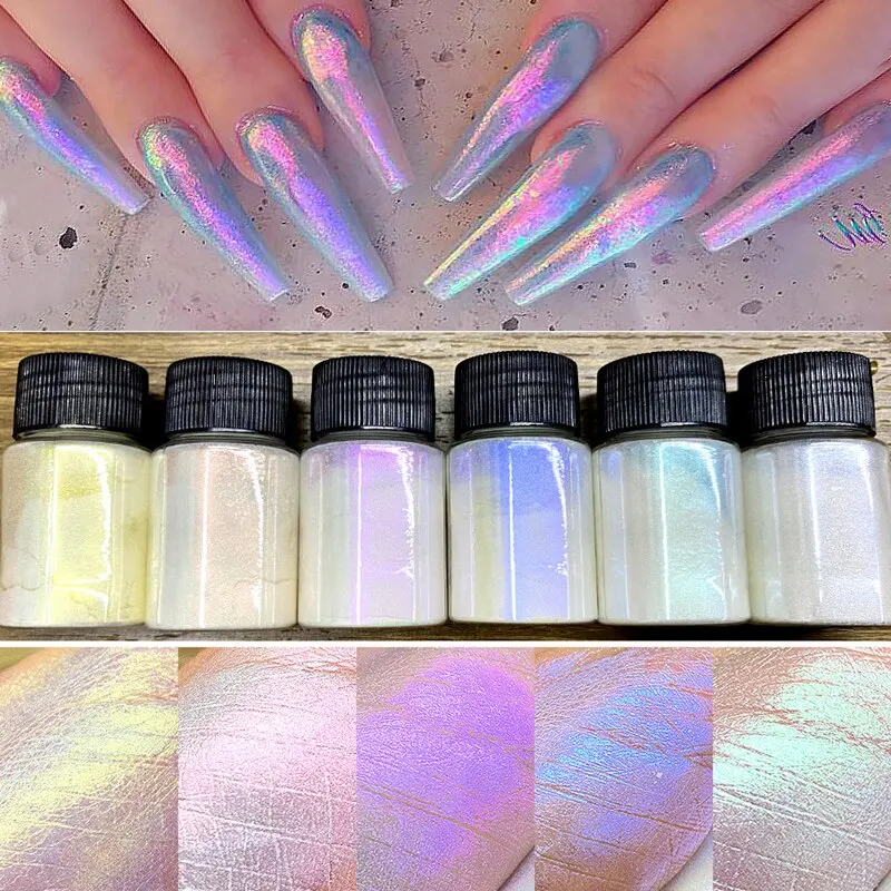 Mermaid Glitter Chrome Holographic Nail Art Acrylic Powder Aurora Pigment For Nails Dipping Powder