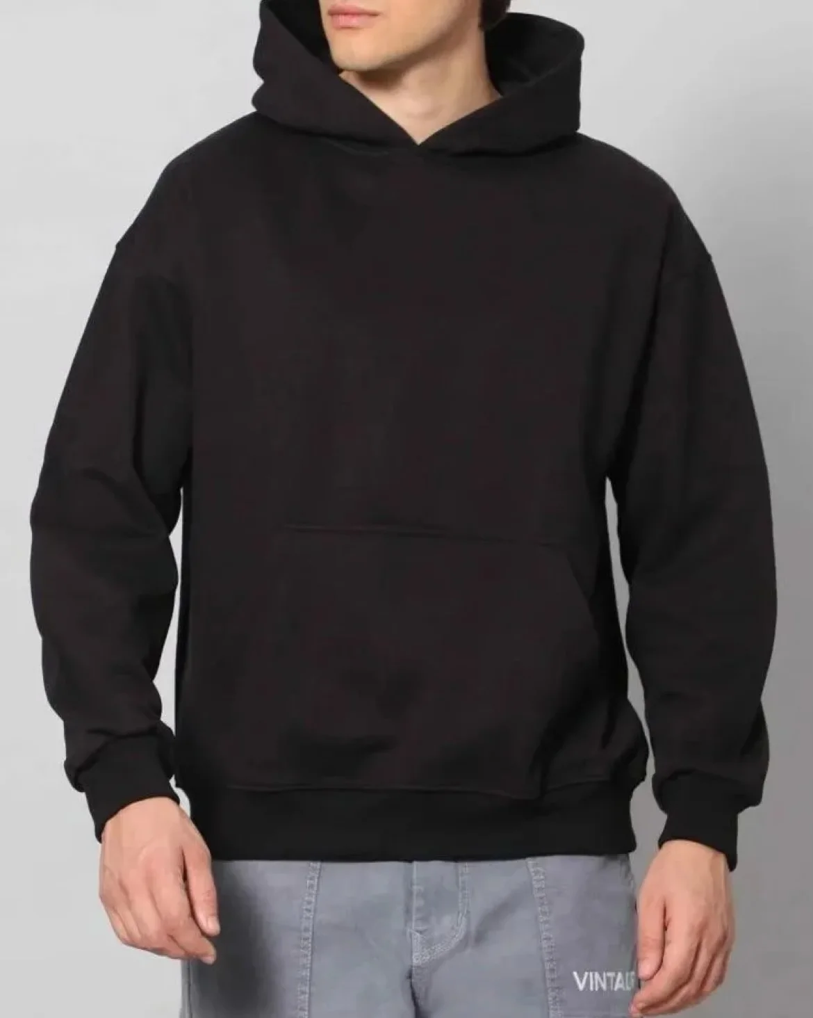 Premium Mens Black Hoodie High Quality Hooded Fleece Sweatshirt for Men Cold Proof