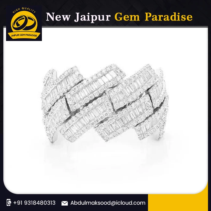 Fancy Design Half Ice Out 14k Gold Plated solid Cuban Link Baguette Ring with Real DEF VVS Quality Rappers Band Ring