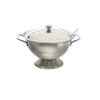 Shiny Polished Hot Sale Stainless Steel Glossy Finished Metal Food Warmer Tureen for Euro Soup Catering Services