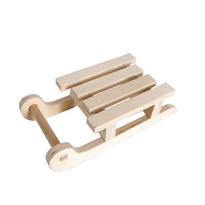 Wooden Mini Sled Ornaments Tabletop Wood Sleigh Display Stand Base Sleigh Decoration Candle Holder Sledge Christmas Winter Decor