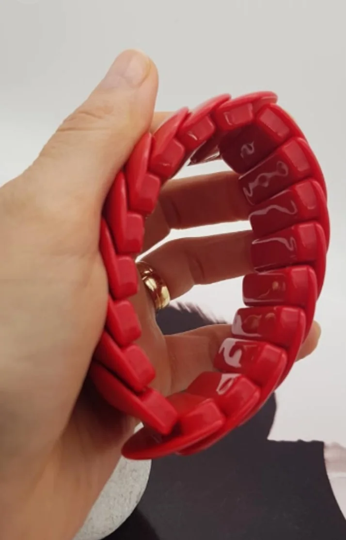Cultural Fusion Red Resin Elastic Bangles Inspired by Indian Artistry Fashion Bracelets & Bangles