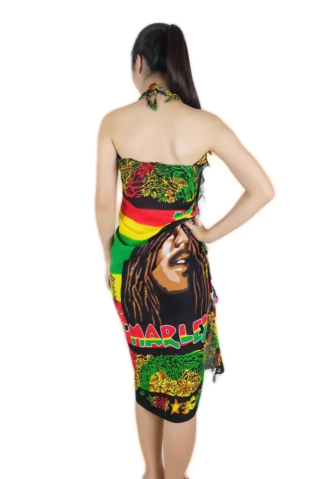 Customized Available for Womens Sarong Printed Bob Marley Sarongs Beach Cover Ups from Thailand Factory