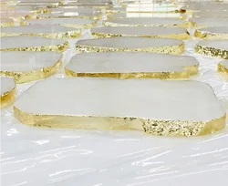 white quartz  tray | agate tray with gold platted tray |  Platters & Agate Manufacture tray buy from farhan crystal