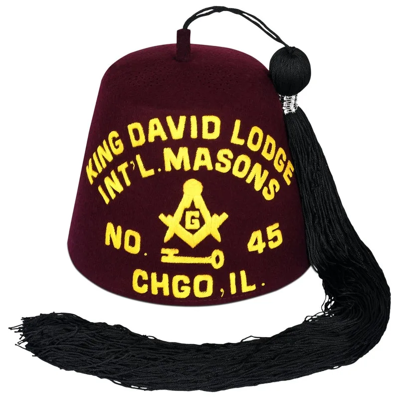 Shriners Masonic Fez Hat with Rhinestones and Gold Bullion Threads Tassel Holder