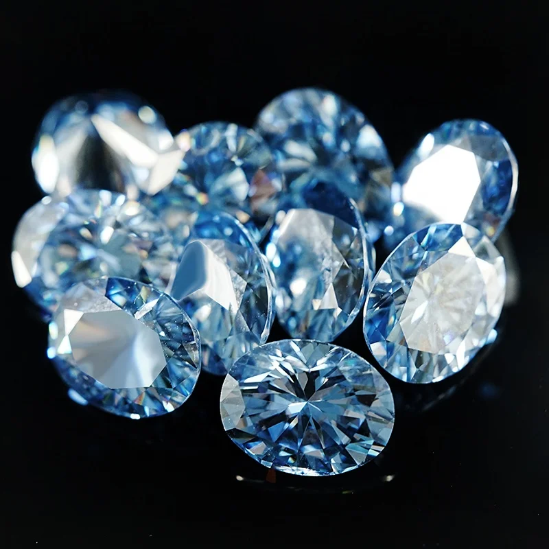 Wholesale Custom Bule color Size Oval Cut Moissanite Diamond 2 mm*4 mm-10mm*14mm White For Making Jewelry
