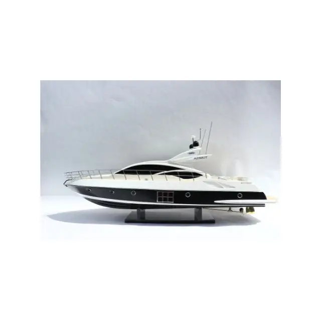 Модель лодки AZIIMUT 68S (черный корпус)-модель ручной работы современная модель YATCHH для украшения-деревянная