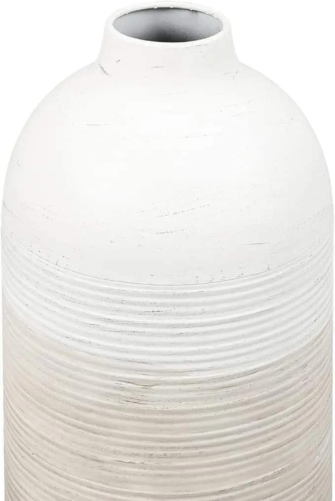 Wholesale White Metal Vases Floor Vase Decor Large Table Modern Farmhouse Texture Tall Flower Vase  Living Room Decorative