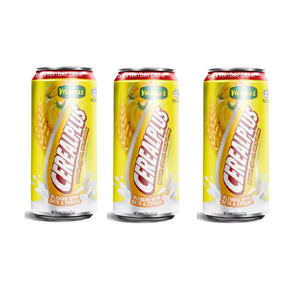 Malaysia Vitamax Plus Banana OEM Energize Mixed Flavoured Milk Drinks Can (Tinned) Old-Aged Cereal  240ml x 24c