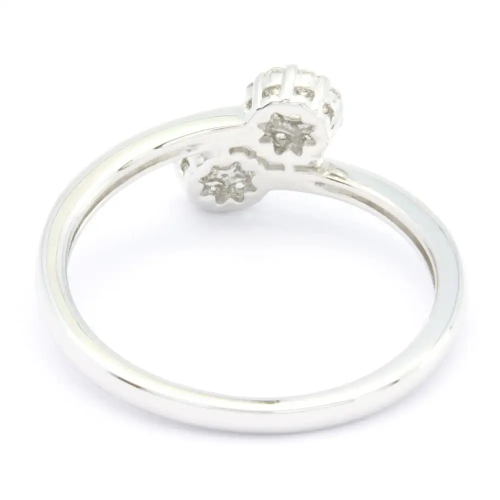 Wholesale 18K White Gold Diamond Elegant High Grade Luxury Full Diamond Double Cluster Rings For Women