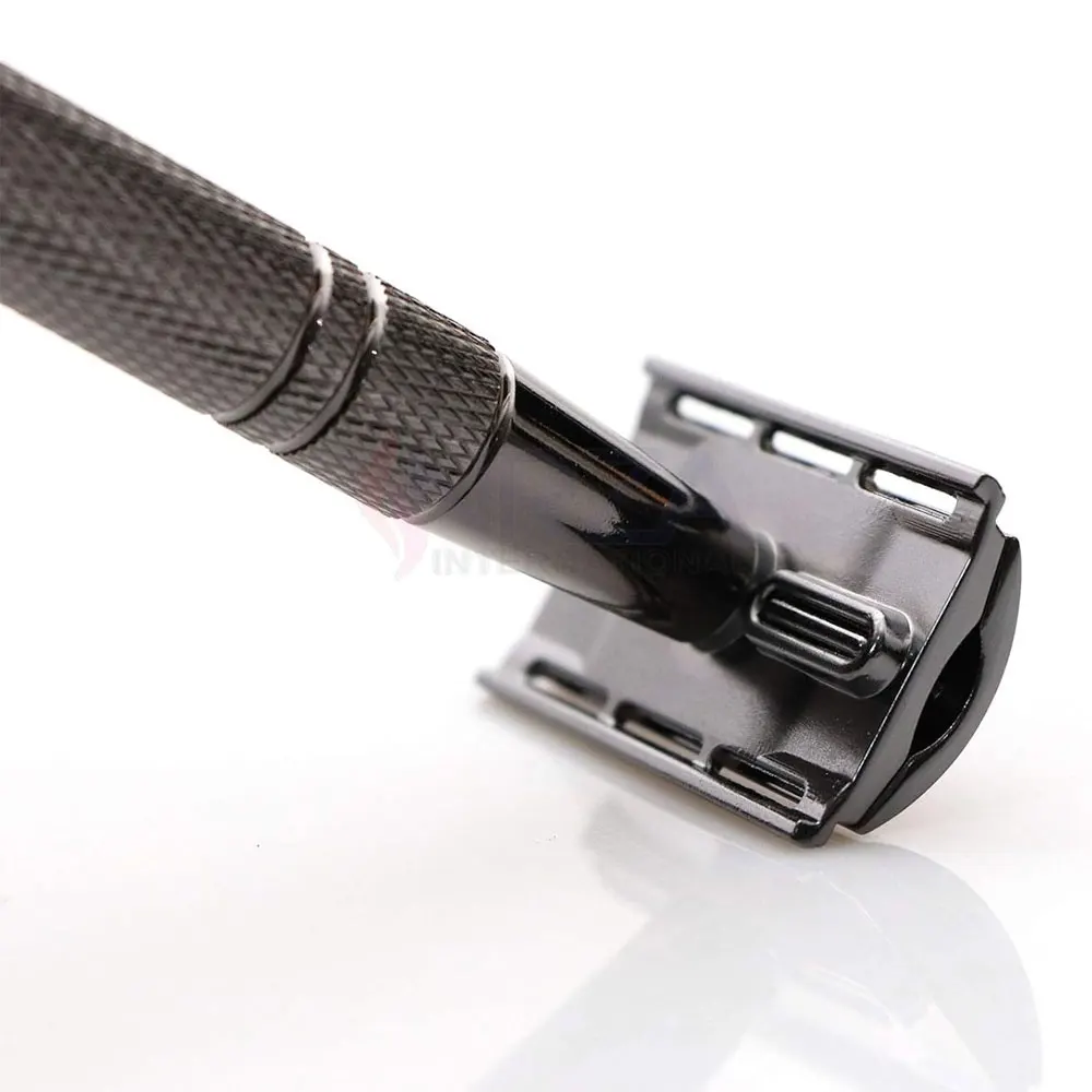 Private Label Safety Razor Men Traditional Metal Head Black Safety Razor Handle Double Edge Safety Razor