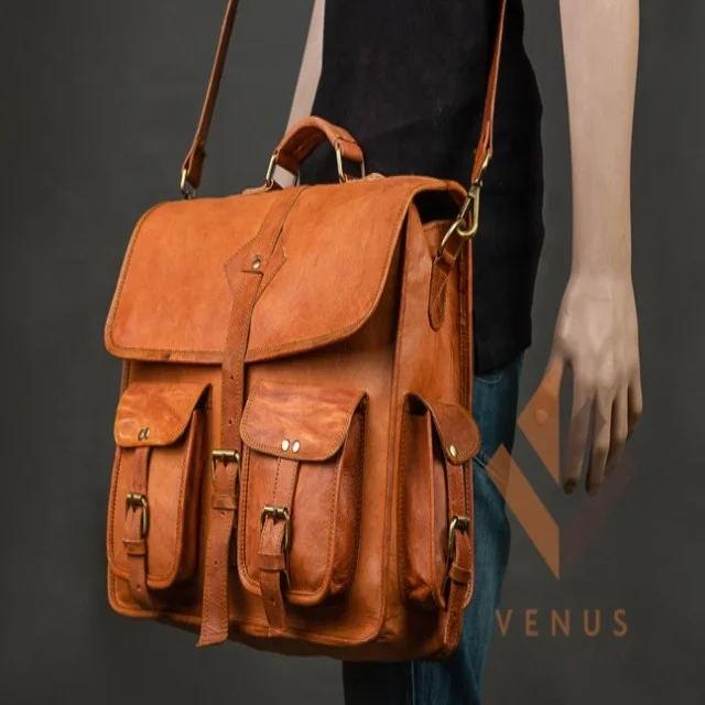 Сумка-мессенджер мужская из натуральной козьей кожи винтажная модная сумочка ручной работы Индии сумка-рюкзак