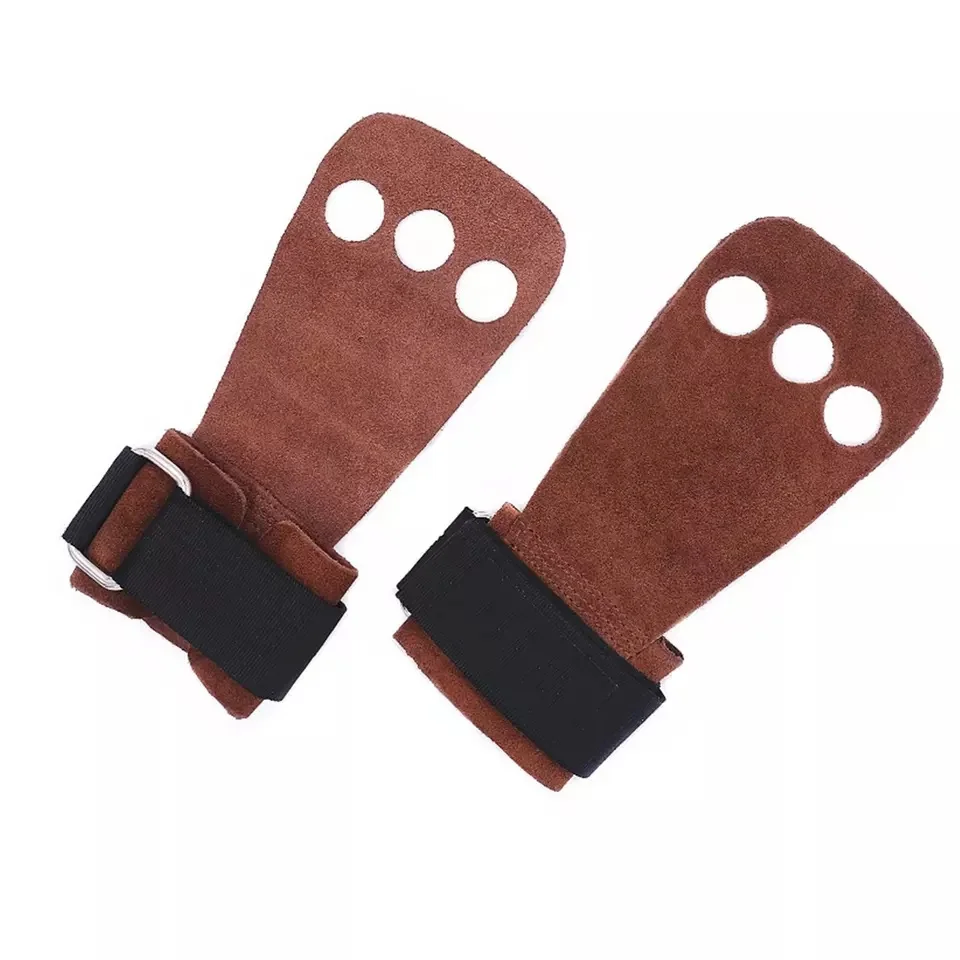 GAF Hot Sale Weight Lifting Grip Leather Four Hole Hand Palm Grip Palm Guard Wood Grip For Men And Women