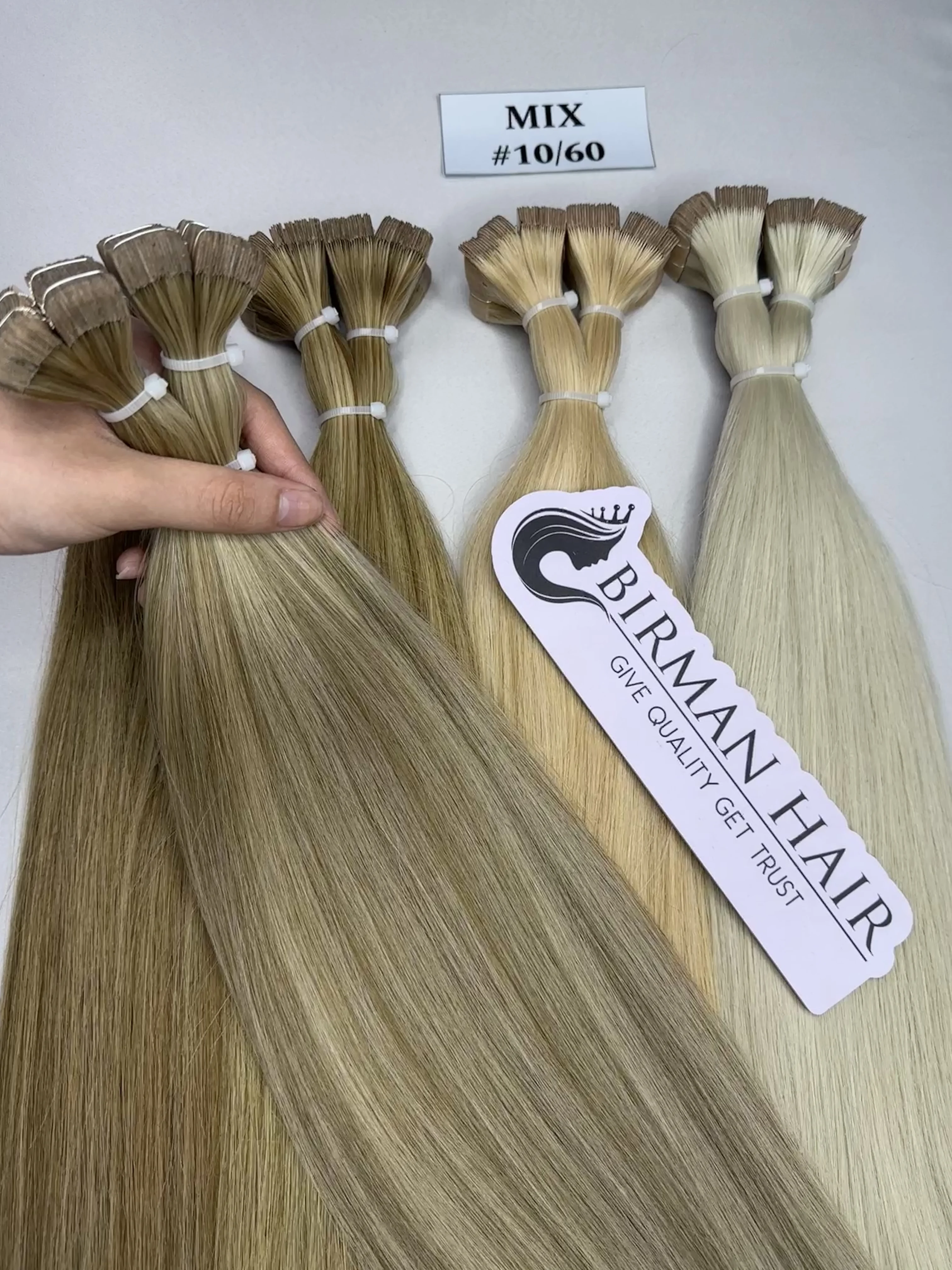 Wholesale Supplier 100% Luxury Vietnamese Straight Hair Extensions High Quality Light Color Tape-in Color #10/60 Raw Human Hair