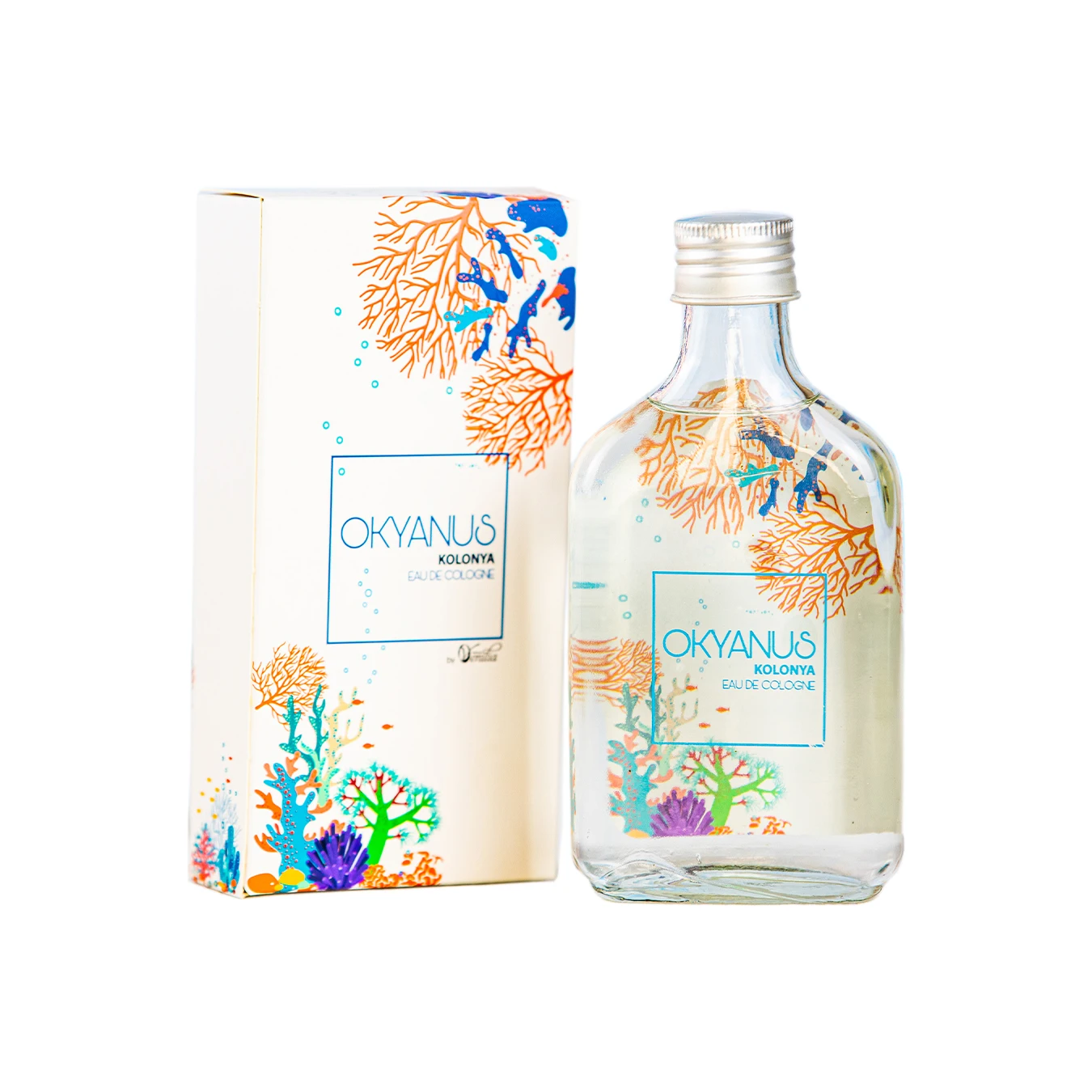 Стеклянная бутылка для одеколона Ocean 80 C градусов 200 мл металлизированная крышка внутри мультяшной коробки свежий аромат сделанный в Турции