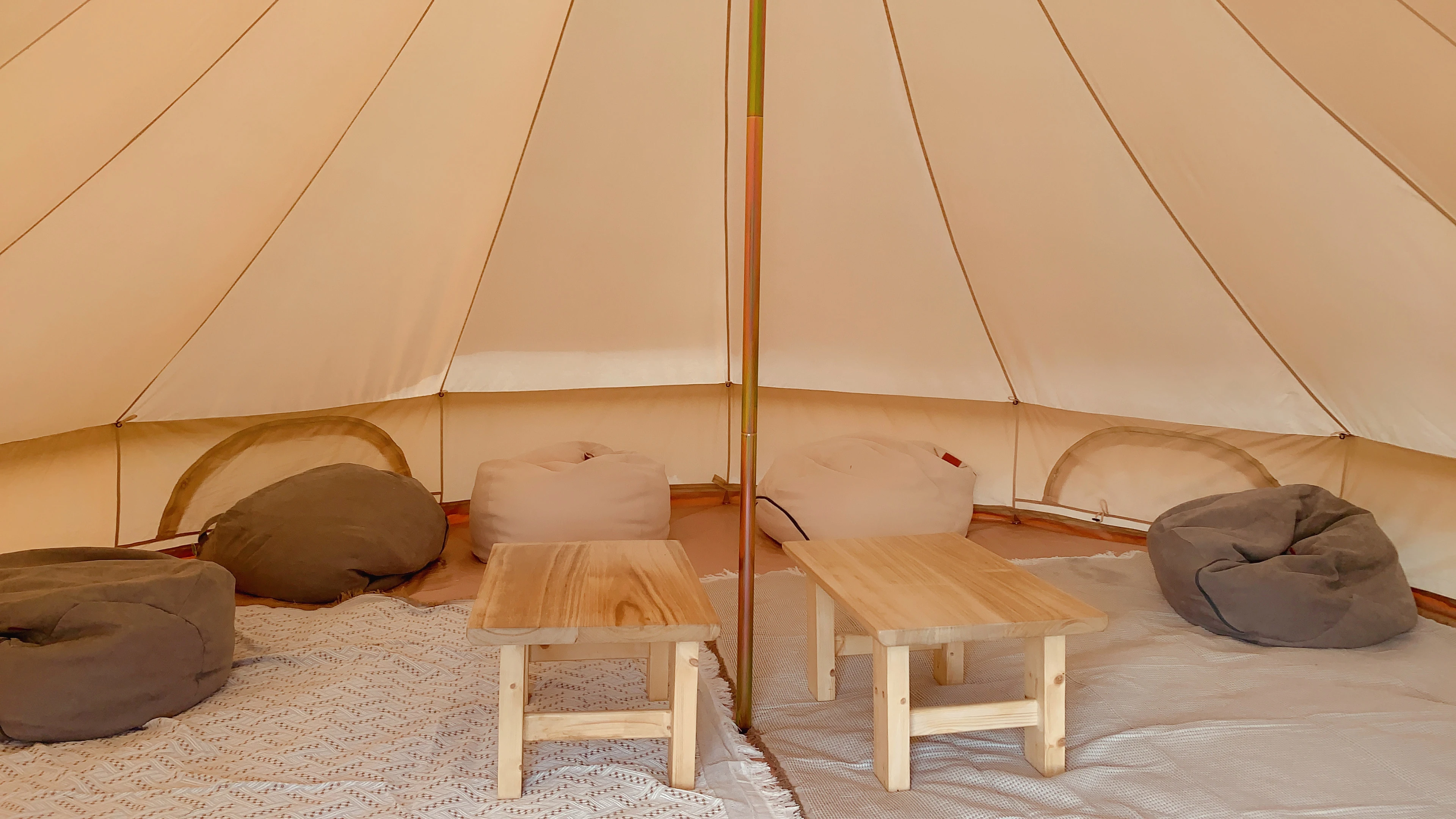 Luxury cotton canvas mongolia style tent sahara bell tent 4m glamping outdoor camping fashionable tent