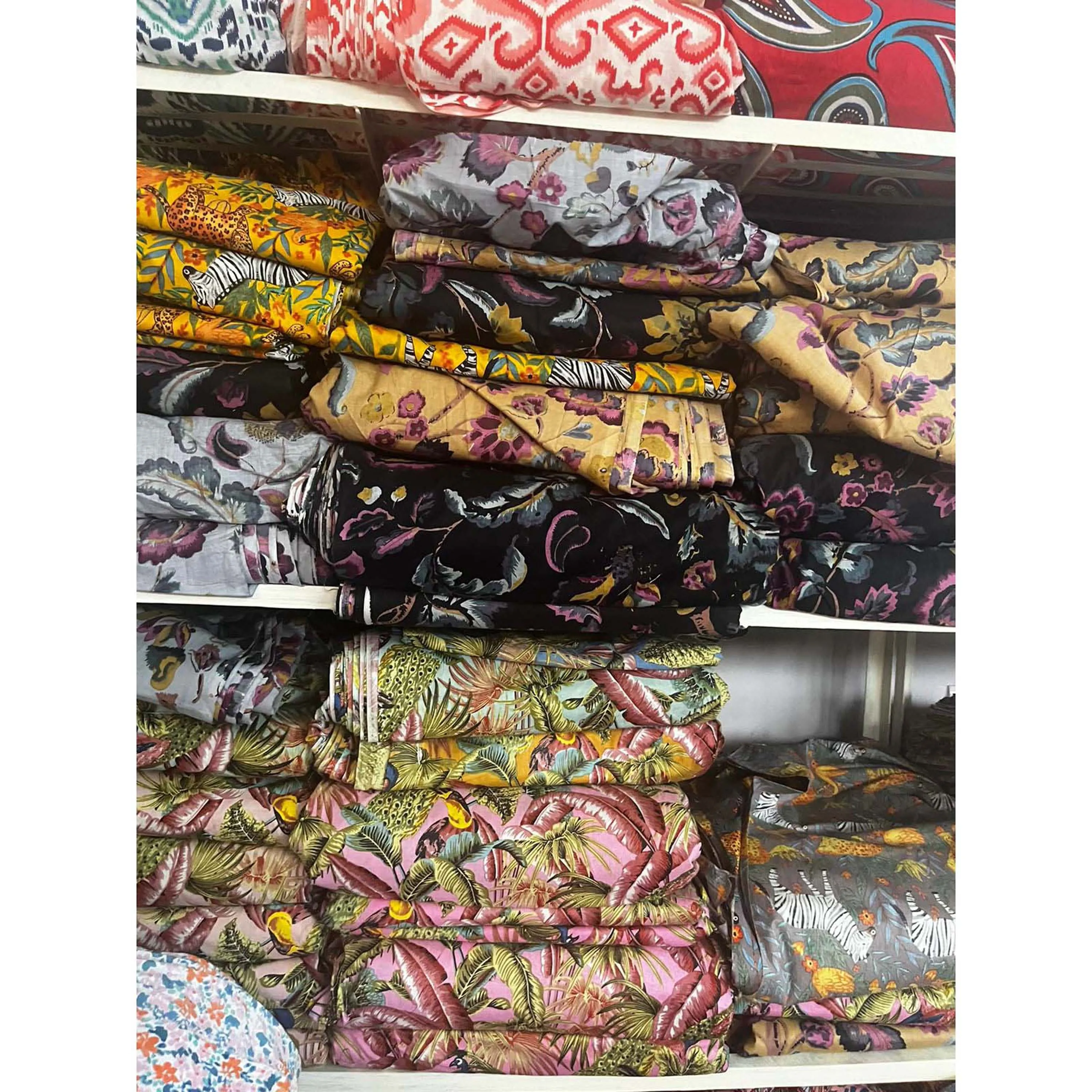 Beautiful Hand Block Print Fabric Floral Print Indian Kimono Rob Fabric For Indian Dress Cotton Hand Block Floral Print Fabric