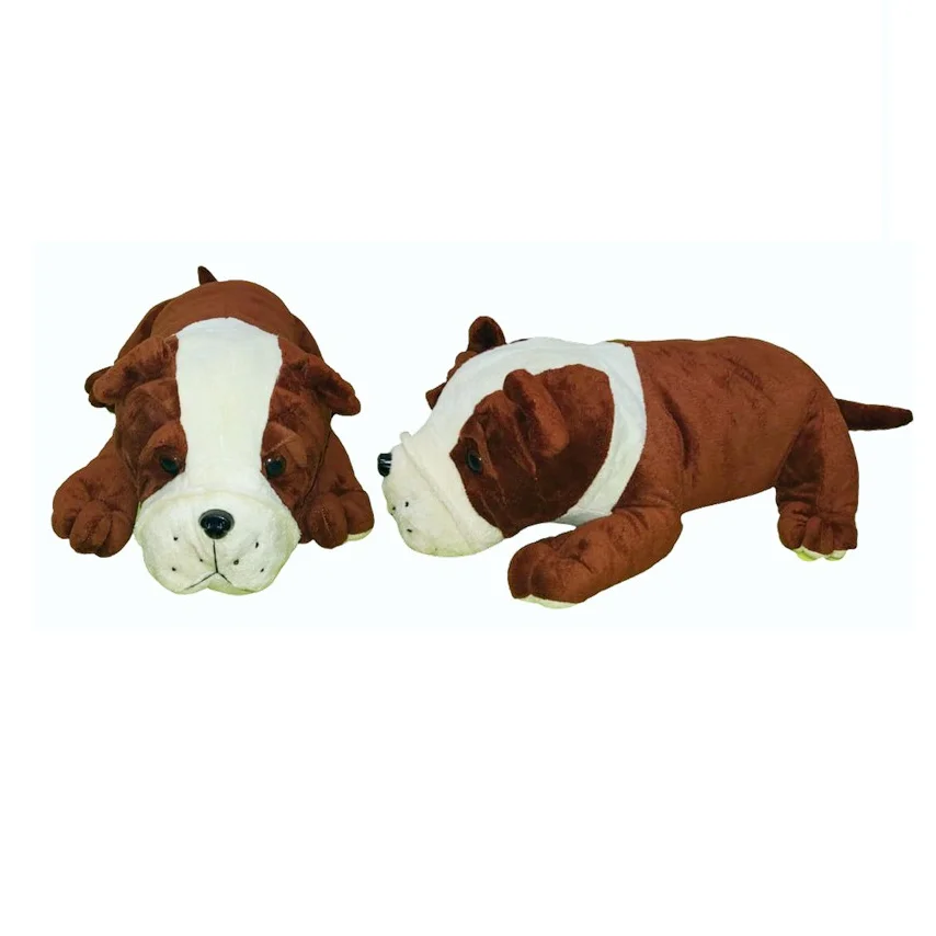 Best Quality Customized Size Soft Plush Toy Animal Lying Bull Dog for Kids Toys for Export from India