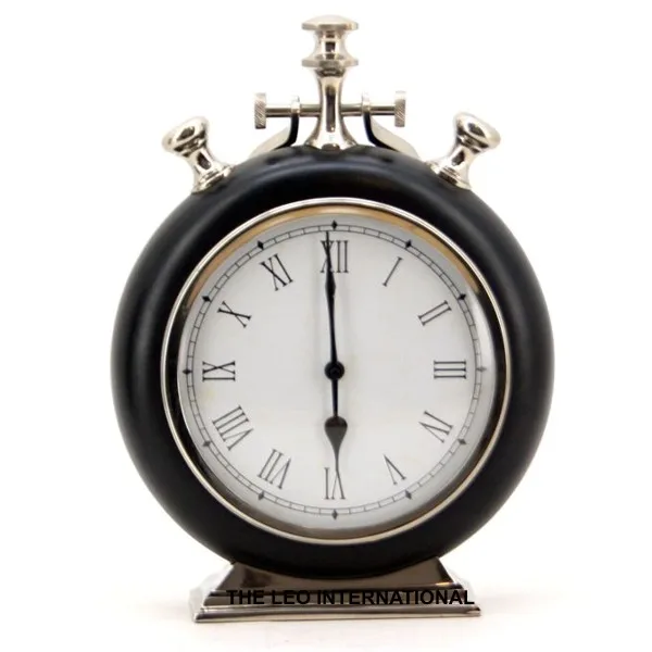 Table Clock Stainless Steel and Wood Material Hand Crafted Super Silent Non Ticking Analog for Bedroom 8x4x15 Inch