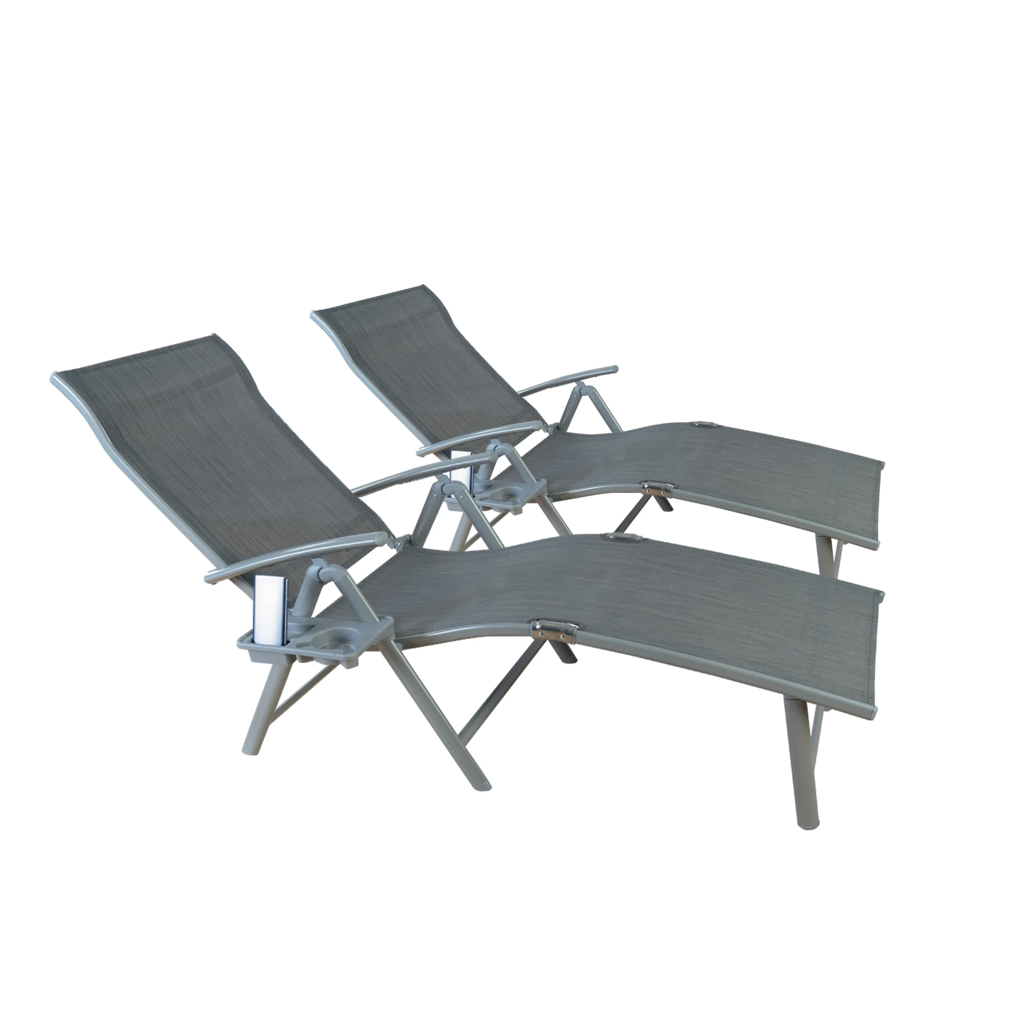 2pcs Aluminum Frame Sun Loungers Outdoor Garden Patio Furniture for Living Room Poolside Beach Hotel Use Durable Metal Loungers