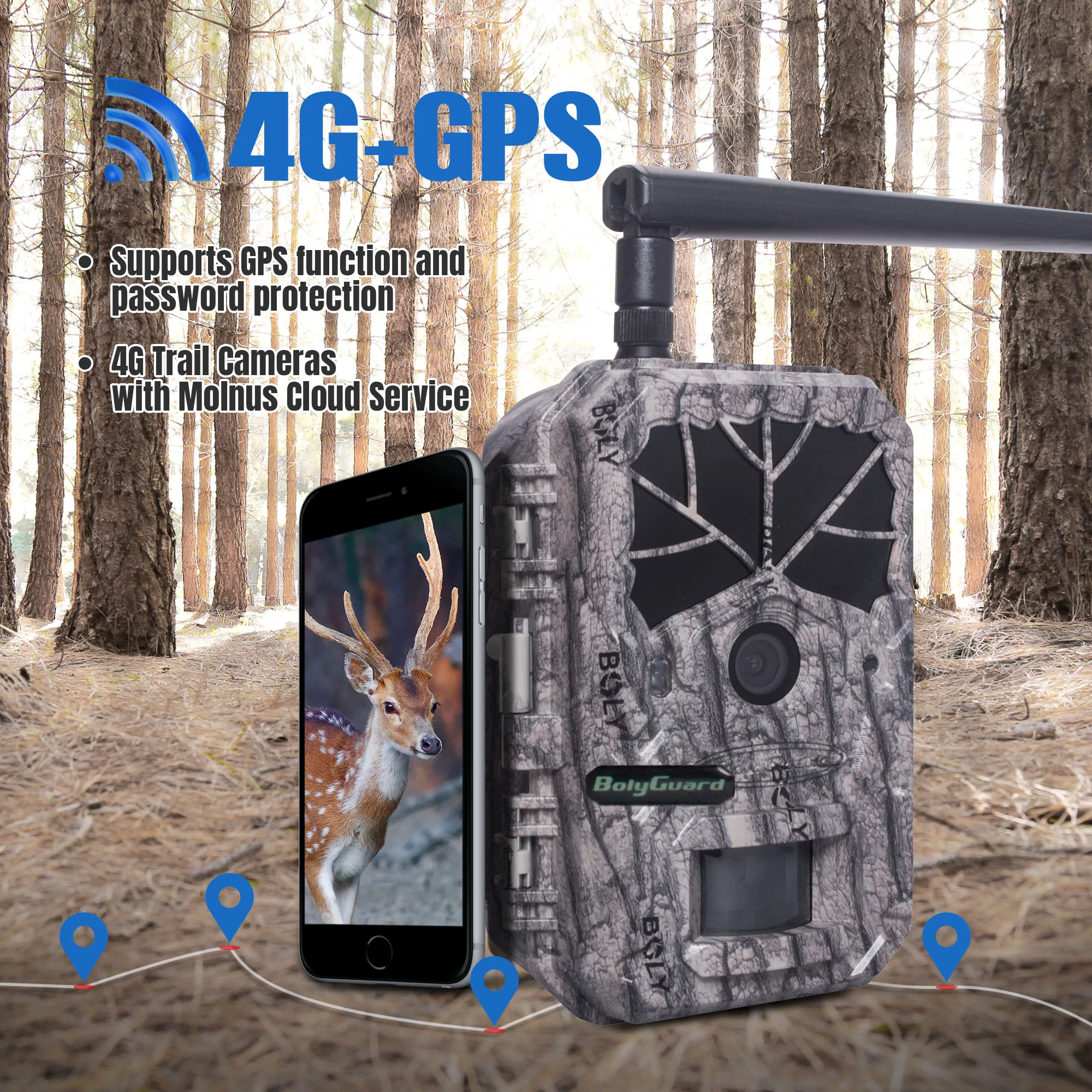 BolyGuard BG636-48M 940nm не светятся Черный ИК GPS 4 аппарат привязан к оператору сотовой связи Беспроводная охотничья камера ночного видения записи звука
