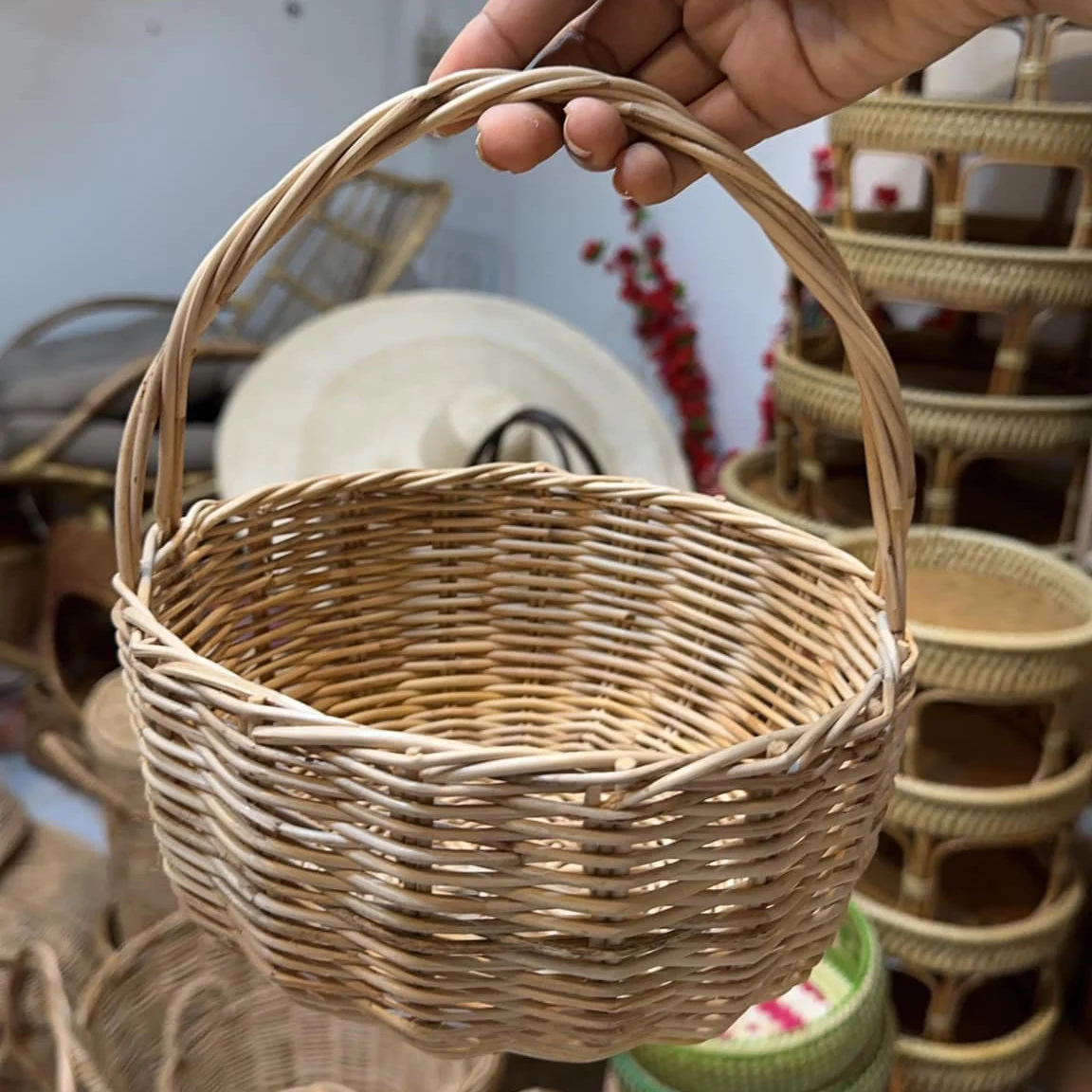 wicker basket wicker storage basket for household straw rope woven basket for storage with handle